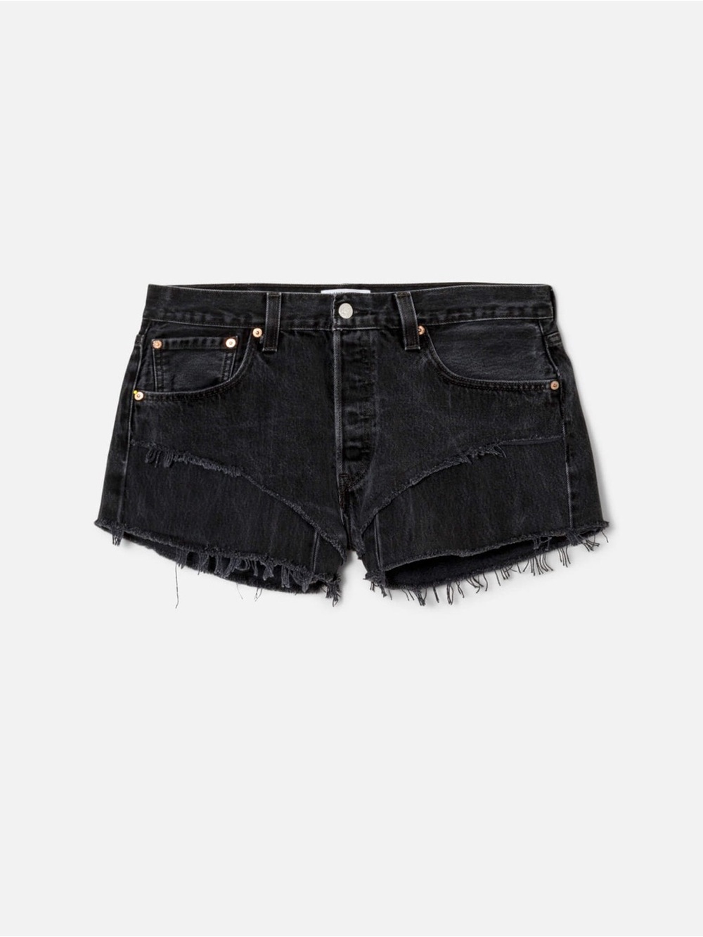 Re/Done & Levi's Black Distressed Cutoff Denim Shorts